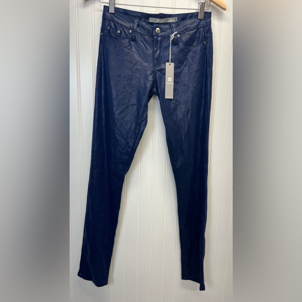 Tractr Skinny Jean‎ Electric Blue Crackle Sz 24